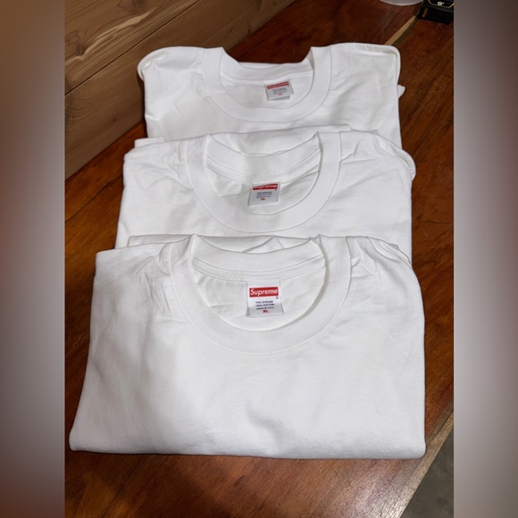 NOS Blank Men’s Supreme Made in USA Long Sleeve White Tee T-Shirt NEW - LOT 3 - Picture 1 of 6